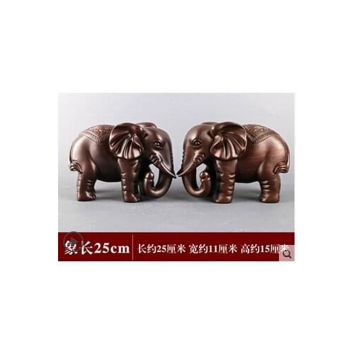 Ebony handmade solid wood A pair of wooden elephants pear decoration Carving handicraft statue black sandalwood rafts dies