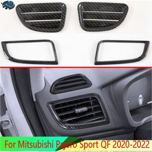 For Mitsubishi Pajero Sport QF 2020-2022 Carbon Fiber Style Air Vent Outlet Cover Dashboard Trim Bezel Frame Molding Garnish