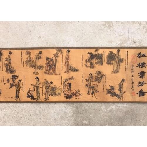 China archaize Long curly Beautiful woman Calligraphy painting