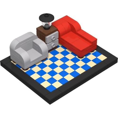 Small particle block sofa/Chair/table combination package The sitting room of landscape home model bricks building blocks toy