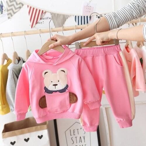 2020 Baby Girl Boy Spring Autumn Clothing Set Hoodies Cute Bear Sweatshirts +long Pants Suits,Kids Children Casual Tracksuit