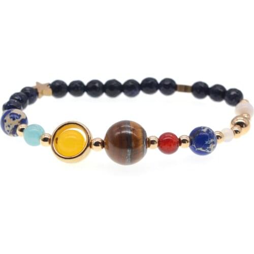 Colorful Yoga Solar System Eight Planets Bracelet Mens Bracelets 2018 Women Fashion Gifts For