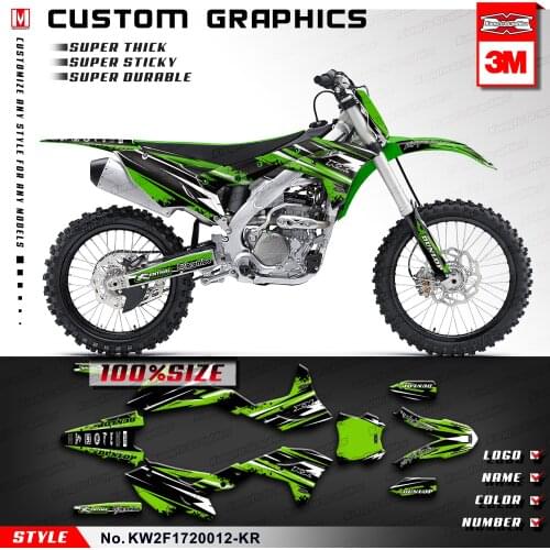 KUNGFU GRAPHICS Custom Vinyl Decals Motorcycle Backgrounds Stickers for KXF 250 2017 2018 2019 2020, Black Green