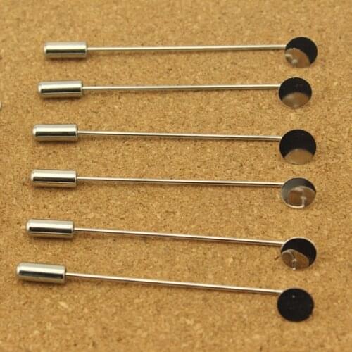 LOULEUR 10pcs/lot 6cm 10cm Length Rhodium DIY Metal Filigree Brooch Clip Pins Base for DIY Jewelry Making Accessories