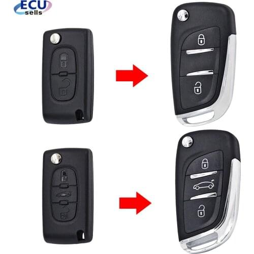 2/3 Buttons Modified Remote key shell Fob For Peugeot 307 308 306 207 407 607 CE0523/CE0536