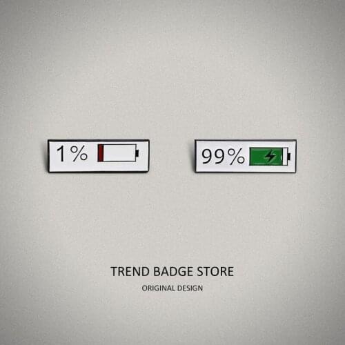 Fashion couple mobile phone battery consumption display creative oil drop brooch denim bag versatile badge