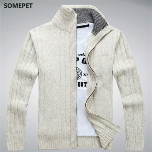 Mens Winter Sweater Casual Knitted Cardigan Jackets Thick Warm Clothing Cashmere Sweater Coats Outerwear Male Knit Sweater