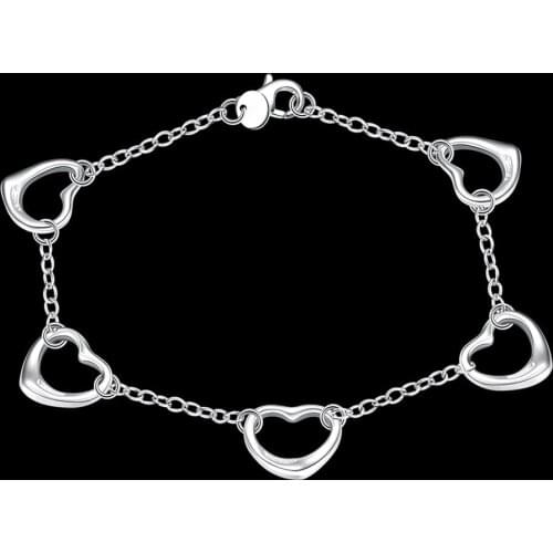 Hot popular 925 sterling silver wild five heart chain Bracelets for woman Wedding party Wild Christmas Gifts fashion Jewelry