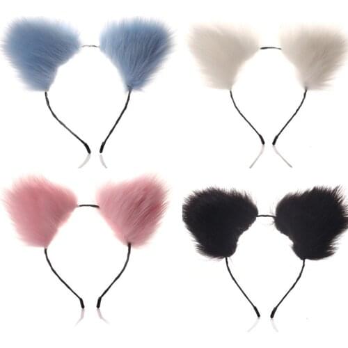 Lolita Kawaii Accessory of Women Beautiful Furry Animal Headwear Headband with Cat Ears for Masquerade Halloween Party Costumes