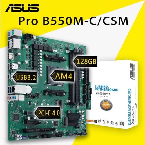 Socket AM4 Asus Pro B550M-CCSM Motherbaord DDR4 128GB DDR4 DVI VGA AMD Ryzen 5000 PCI-E 4.0 OC AMD B550 Placa-mãe AM4 CPU New