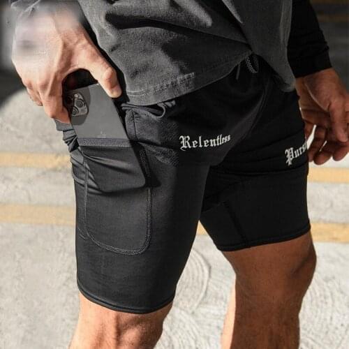 Gym Running Shorts 2 In 1 Mens Jogging Short Pants Sport Tights Swim Beach Exercise Boxing Muay Thai Bodybuilding Workout Shorts