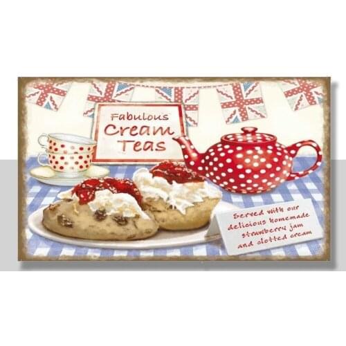 Fabulous Cream Teas Baking Kitchen Cafe & Restaurant Medium Metal Steel Sign