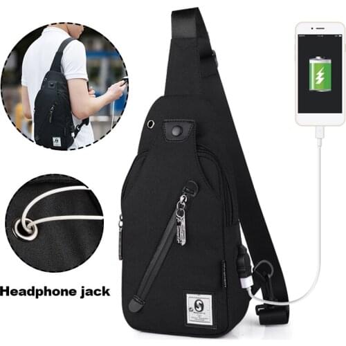 Male Shoulder Bags USB charging Anti-theft Fashion Messenger bag waterproof teens Casual Travel Waist Pack Crossbody Bag For Men