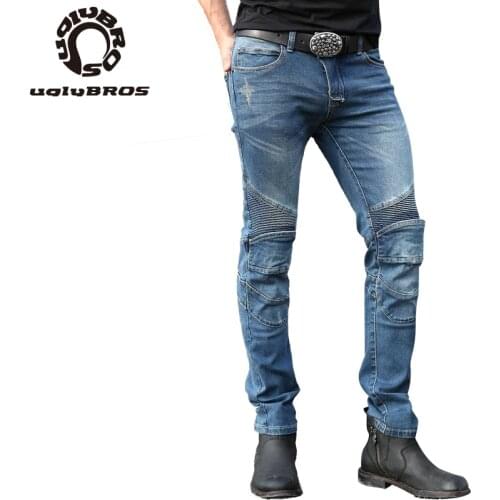 Uglybros Featherbed Jeans Mens Motorcycle jeans 3 color motorbike pants protective moto Motocross pants size 28-44