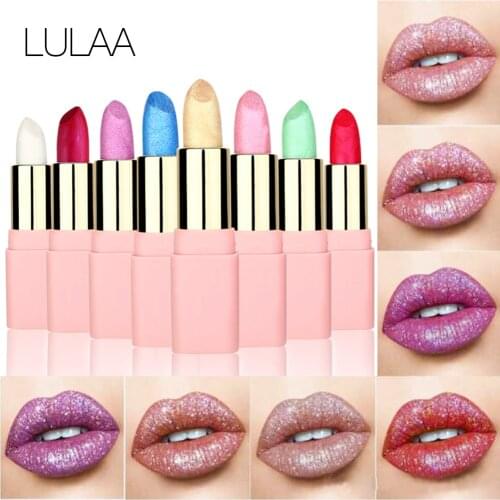 Lipstick Waterproof Long Lasting Matte+Shimmer Mental Beauty Lip Gloss Nude Glitter Lip Gloss Beauty Red Lip Tint Sexy Woman
