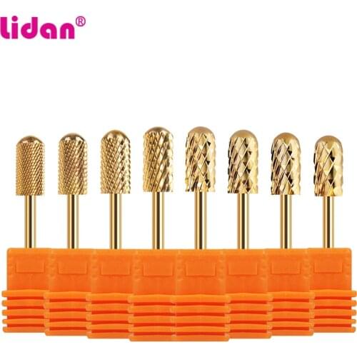 Lidan 16 Type Gold Color Tungsten Steel Bits for Electric Drill Nails Mills Cutter Manicure Machine Nail Files Tool Accessories