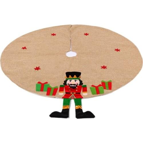1pc Dia 122cm High Quality Linen Merry Christmas Walnut Soldier Tree Skirts Gift Home New Year Decor Christmas Xmas Tree Skirt
