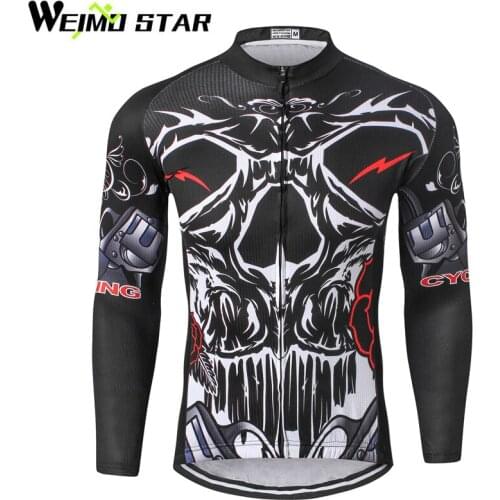 WEIMOSTAR Team MTB Pro Outdoor Ropa Ciclismo Bike Mens Outdoor Cycling Jersey Coolmax Long Sleeve Bicycle Jersey Jackets Black