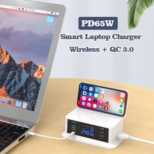 Charger PD120W GaN 65W QC3.0 Quick Charge Wireless PPS Type C Hub for Notebook Ipad Tablet Iphone X 7 Xiaomi Samsung Smart Watch