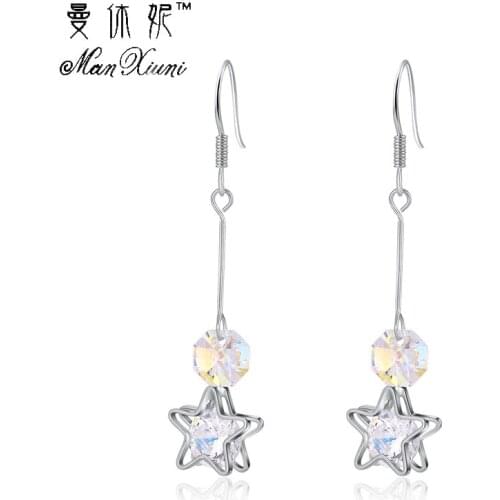 Manxiuni New Fashion Drop Rhinestone Earrings Brief Personality Tassel Long Design Sparkling Crystal Earrings Female Earrings