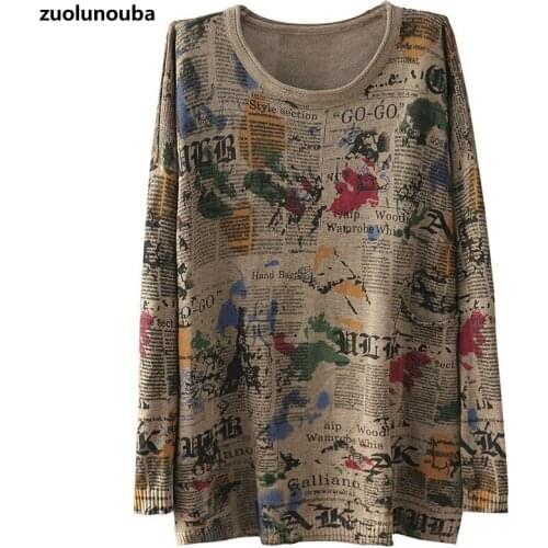 Retro Literature And Art 2020 Autumn And Winter Version Of Printed Sweater Women Pullover Round Neck Sweater Loose Ladies Tops
