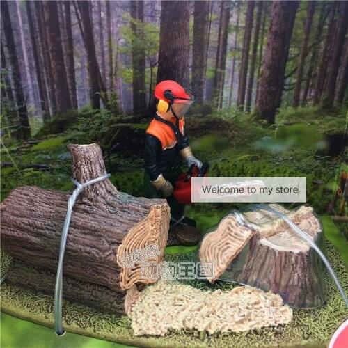 1:18 PVC figure Lumberjack Out of Print Stump Tree Forest Scene Simulation Model Toys