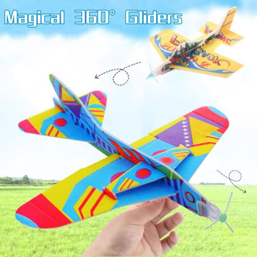 1SET Handmade Magic Plane 360 cyclotron Foam Aircraft Model Assemble Creative educational Children Toys Outdoors kids airplane