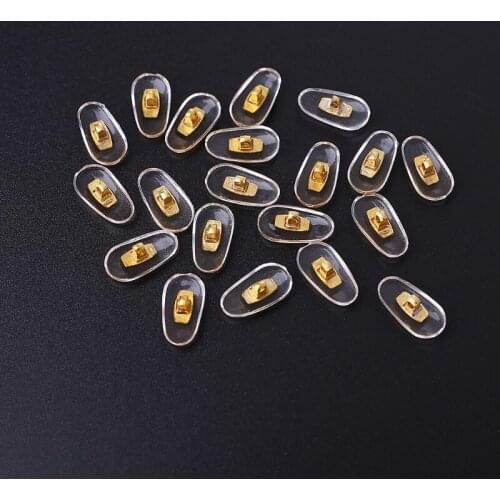 10 Pairs/Lot Golden PVC Glasses Anti Slip Aluminum Conductor Silver Nose Pads