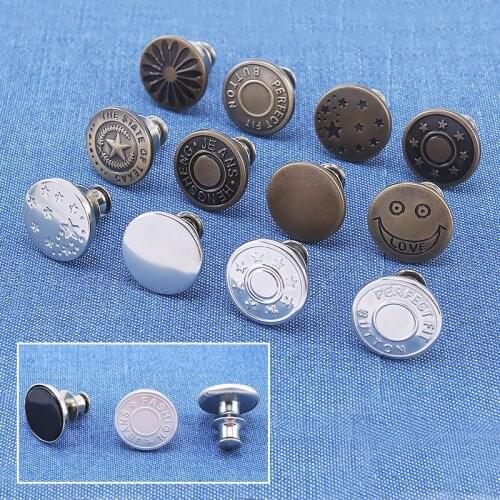 17mm 10pcs/Box Reusable Fastener Metal Buttons for Clothing Jeans Adjust Button self Increase Reduce Waist Free Sewing buckle