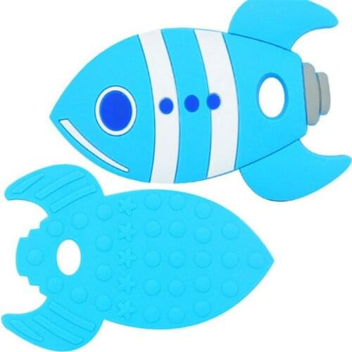 5PCS Silicone Big Rocket Fish Teether BPA Free Food Grade Silicone Teether DIY Teething Necklace Toy