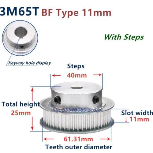 65 Teeth HTD 3M Synchronous Pulley 3m timing pulley Width 11mm 65T 3M timing belt HTD3M Pulley gear bore 5mm-25mm