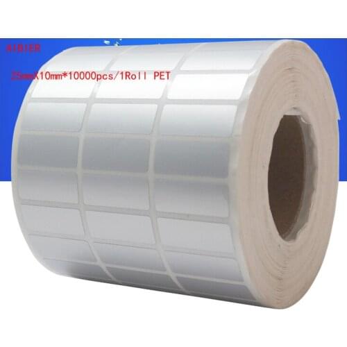 AIBIER waterproof paper 25*10 10000pcs/1Roll Thermal transfer blank PET barcode Labels PET adhesive printed label sticker
