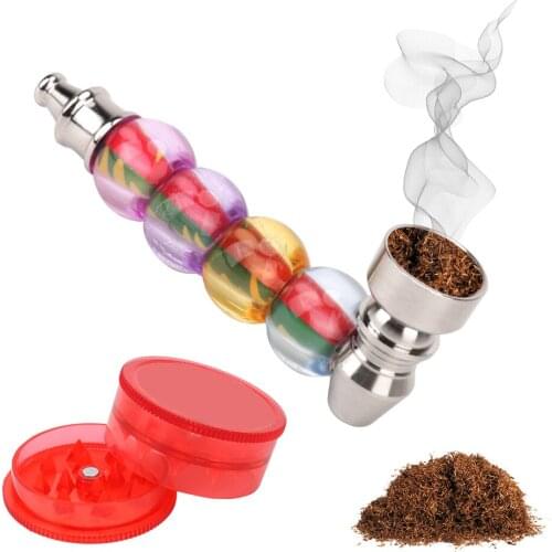 Smoking Accessories Portable Cigarette Holder Metal Tobacco Pipe With Spice Grinder Mesh Filter