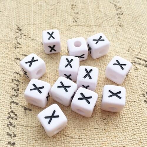 Free Shipping 100PCS/Lot Mini Order Acrylic Alphabet X Initial Beads 10*10MM Square Plastic Knit Name Bracelet Beads