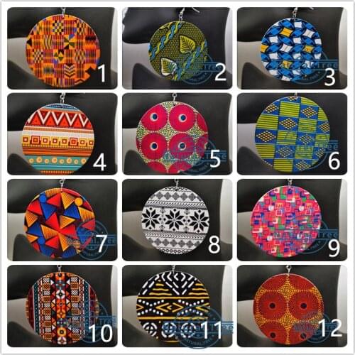 Free Shipping!printing African Pattern Wooden Earrings