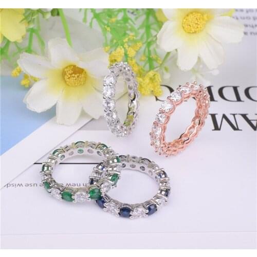 Brand 925 SILVER PAVE SETTING diamond painting full Ring ETERNITY BAND ENGAGEMENT WEDDING Stone Rings Size 5,6,7,8,9,10