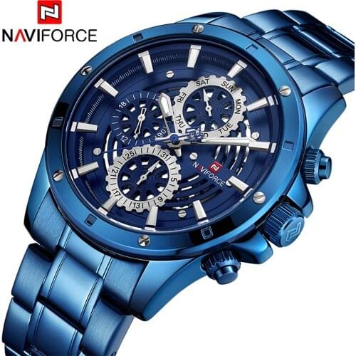 Luxury Brand NAVIFORCE Men Sports Watches Mens Quartz Date Hours Clock Male Full Steel Military Wrist Watch Relogio Masculino