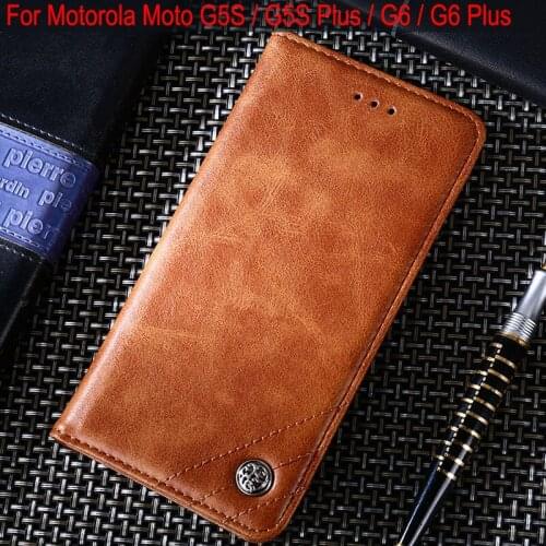 Case for Motorola Moto G5S Plus Luxury Leather Flip cover Stand Card Slot phone Cases for Motorola Moto G6 Plus Without magnets