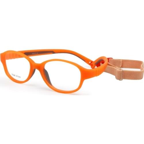 Children Optical Glasses Frame Size 47/16 with Strap, No Screw One-piece Kids Flexible Frame Band Cord Retainer