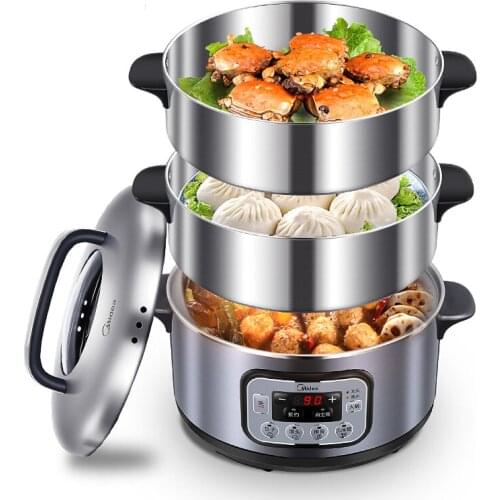 Midea Electric Steamer 3-layer High Capacity Multi-function Appointment Timing Stainless Steel Steam Cooker Food Steamer Pot