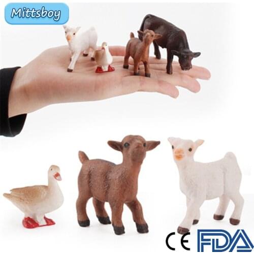 Simulation Cub Poultry Animals Simulation Figure Cow Sheep Duck Goose Educational Toy for Childrens Toy Figure Collection Gifts
