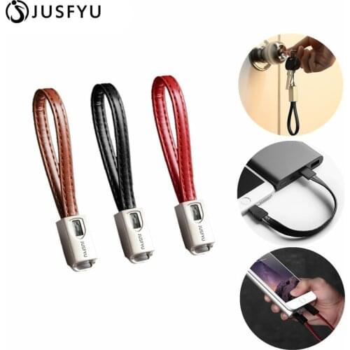 Key Chain Leather USB Cables Android For Samsung Xiaomi IOS 10, 2.1A Cable Charge Type C Cable For iPhone X 8 7 6 5 iPad Charger