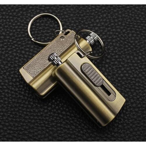 Cool car keychain reusable match Kerosene gasoline petroleum oil cigarette lighter outdoors Camping survival Travel igniter
