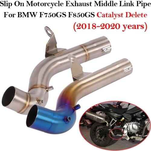 For BMW F750GS F850GS 2018 2019 2020 Exhaust Escape Modified Motorcycle Mid Middle Link Pipe Catalyst Delete Eliminator Enhanced
