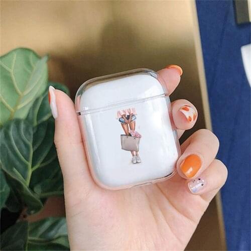 Fashion Girls Painting Case For AirPods 2 Fundas Cute Luxury Silicone Cover Air Pod Shell Bluetooth Earphone Accessories Housing
