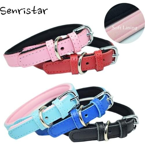Soft Padded Pet Dog Collar Leather For Small Medium Large Dogs Comfortable Adjustable Safe Necklace Puppy Dog Cat Collars