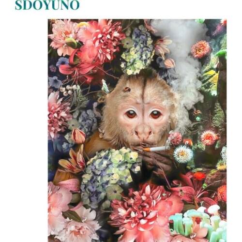 SDOYUNO Acrylic Paint By Numbers Monkey DIY Frameless 60x75cm Animals Painting For Painting By Numbers On Canvas Home Decor