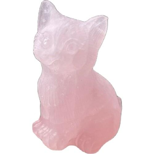 Natural crystal and sculpted quartz cat crystal heal randomly