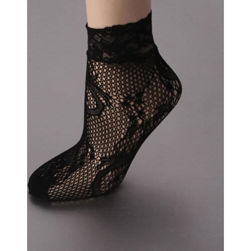 2020 Womens Ladies Summer Sexy Mesh Silk Socks For Female Ultrathin Transparent Nylon Short Socks With Lace High Elasticity