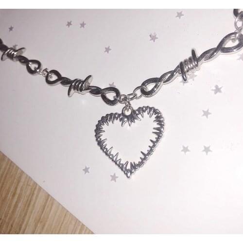 Fashion Punk Heart Necklace Charms vintage Hip Hop Jewelry For Women Harajuku Gothic Choker Chains Accessories